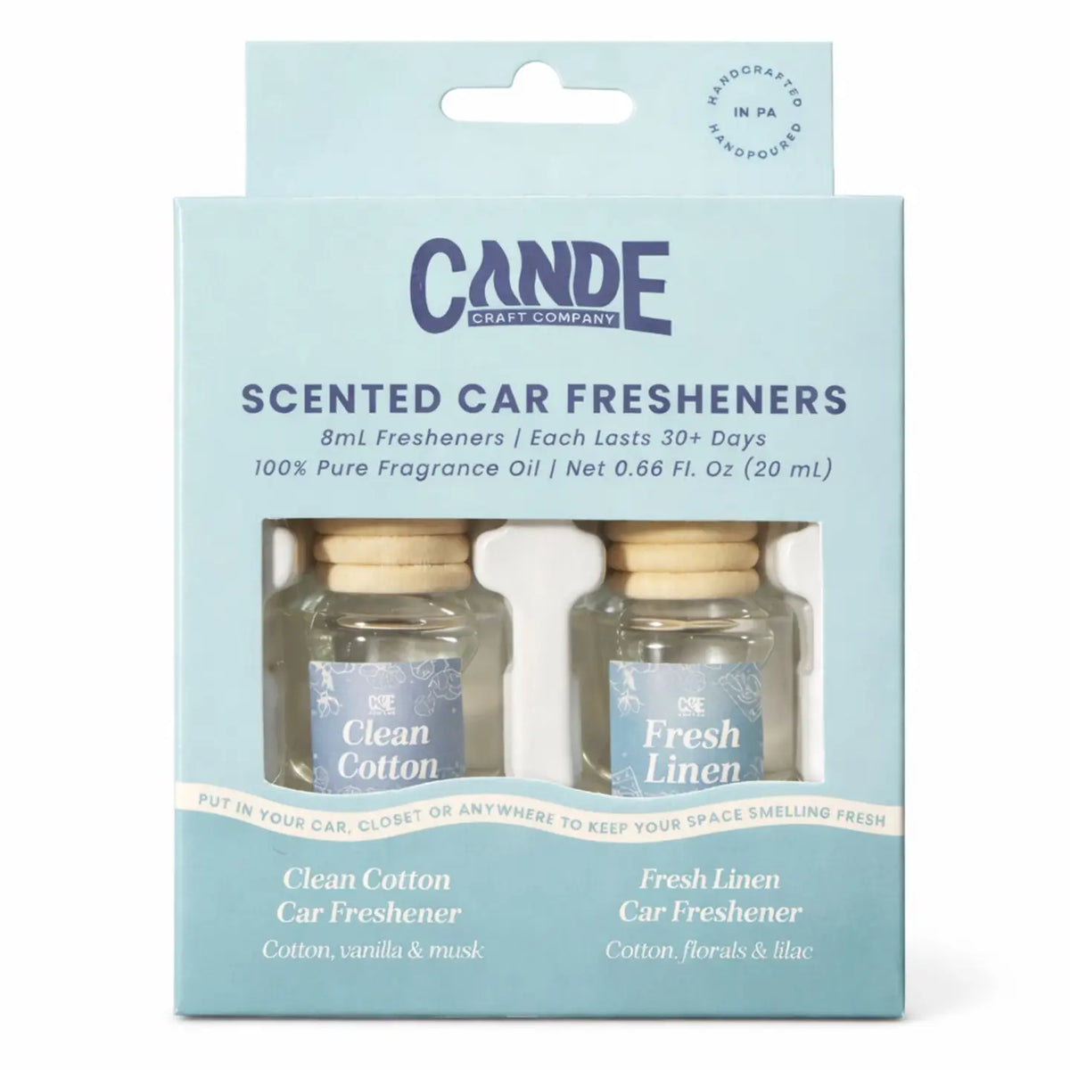 Duo de désodorisants pour voiture Coton propre et Linge frais – CE Craft Co
