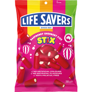 Bonbons Life Savers Stix à la framboise – Raspberry Sherbert Fizz, 200 g