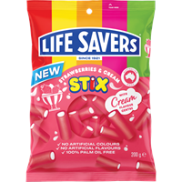 Bonbons Life Savers Stix fraise et crème – 200 g