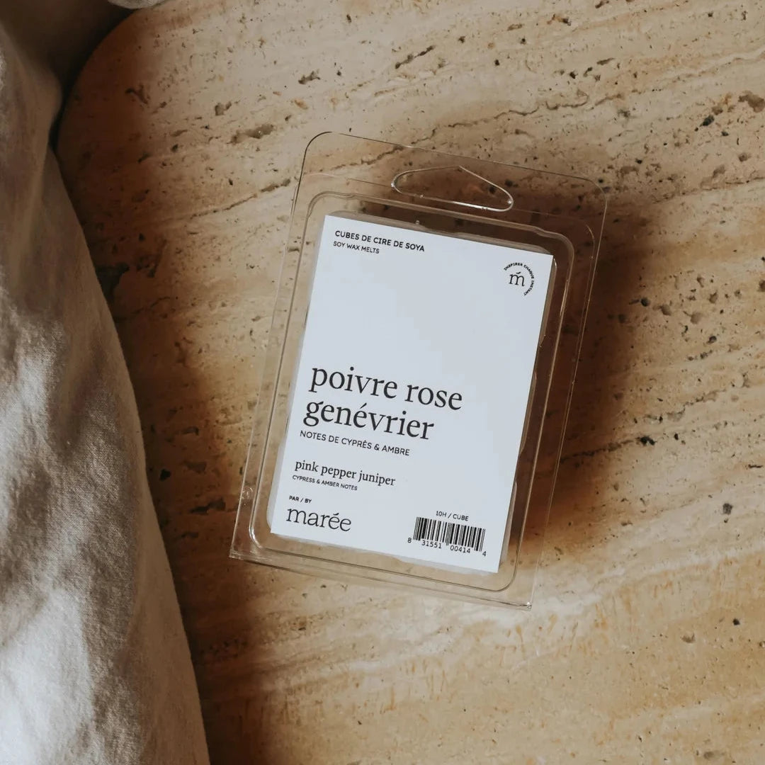 Cubes de cire de soya Poivre rose et genévrier – Marée