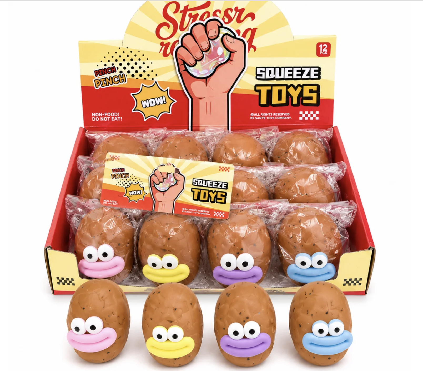 Squishy Patate Anti-Stress Squeeze Toy avec visage expressif coloré