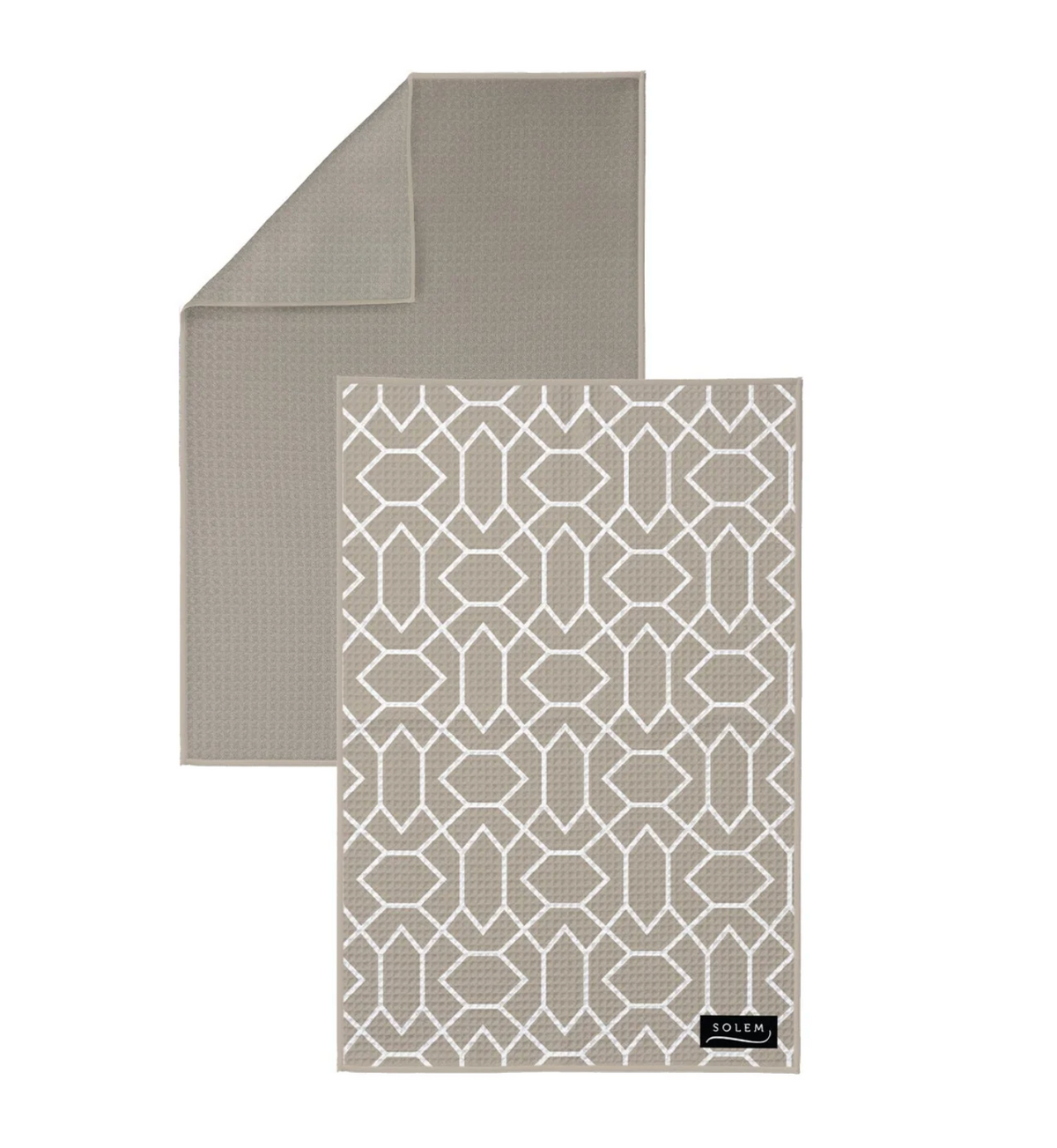 Essuie-mains de cuisine Solem motif beige et revers uni