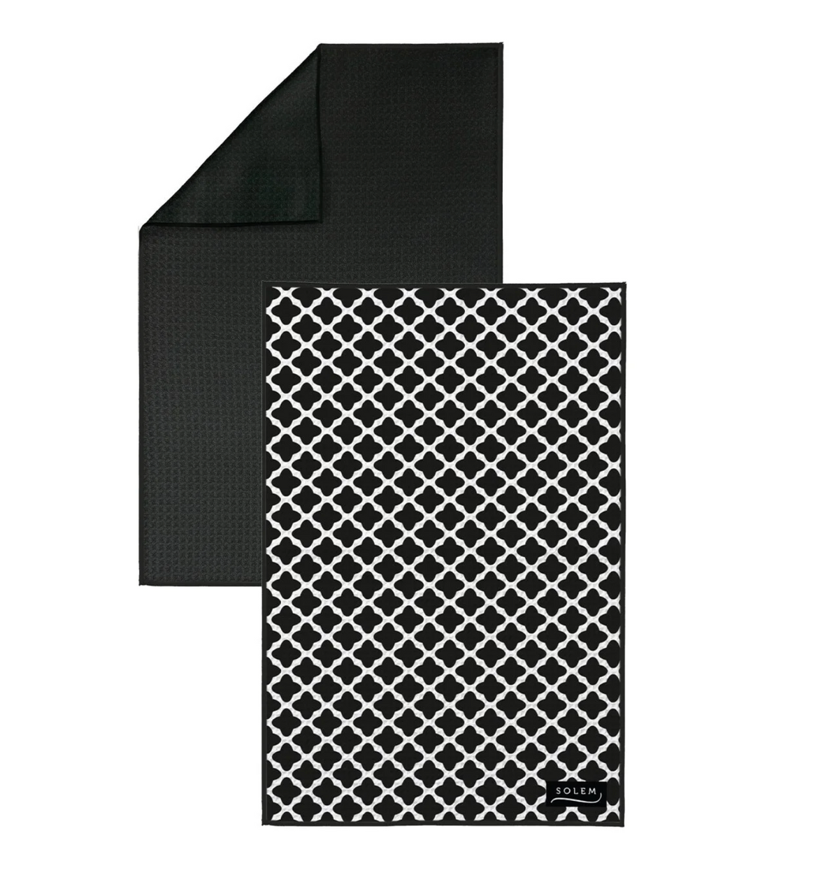 Essuie-mains de cuisine Solem motif noir et blanc et revers uni