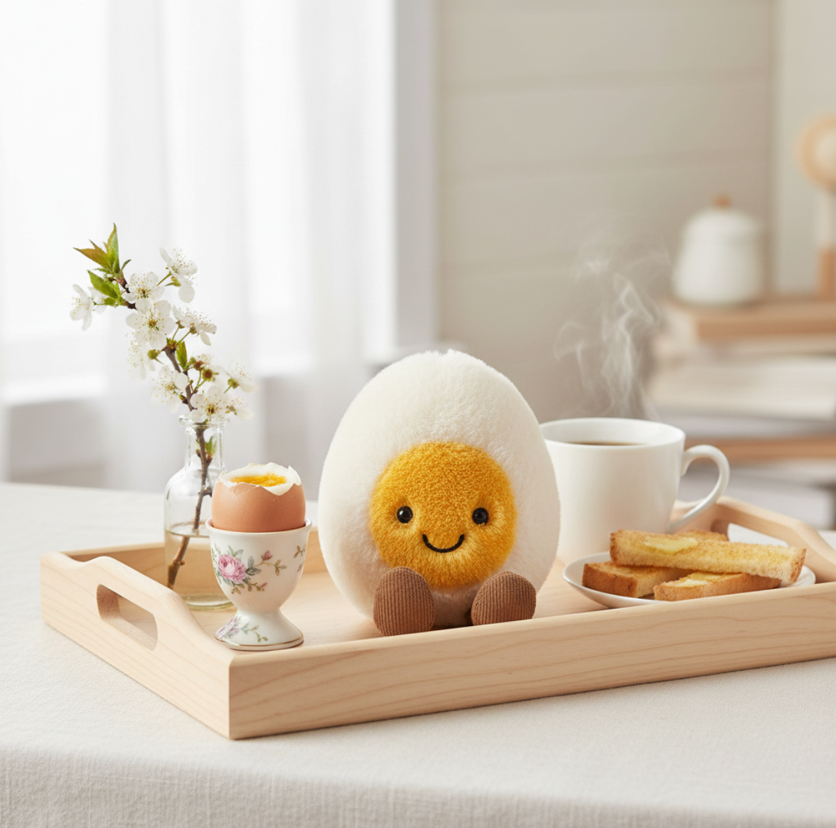Jellycat Amuseable Happy Boiled Egg – Peluche Œuf à la Coque Souriant