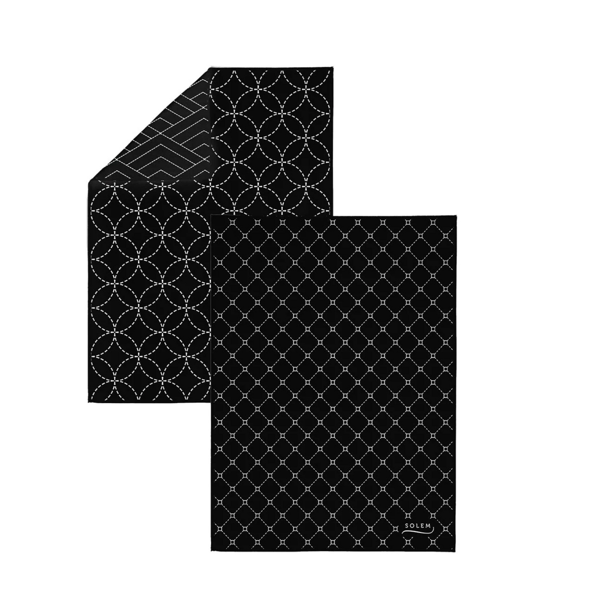 Linges à vaisselle SOLEM – Motifs géométriques noir et blanc