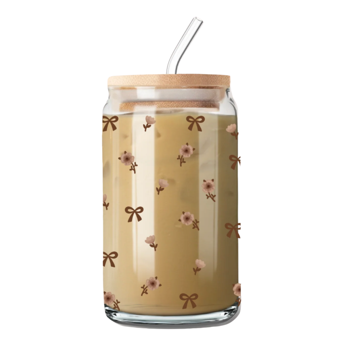 Verre – Fleurs & Nœuds Bruns 16 oz | Alarocque Design