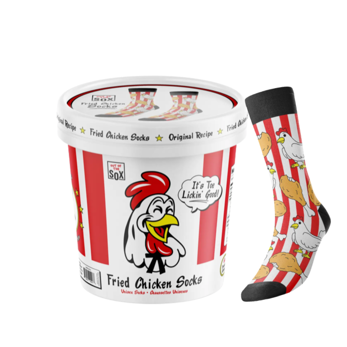 Chaussettes poulet frit unisexes – seau cadeau
