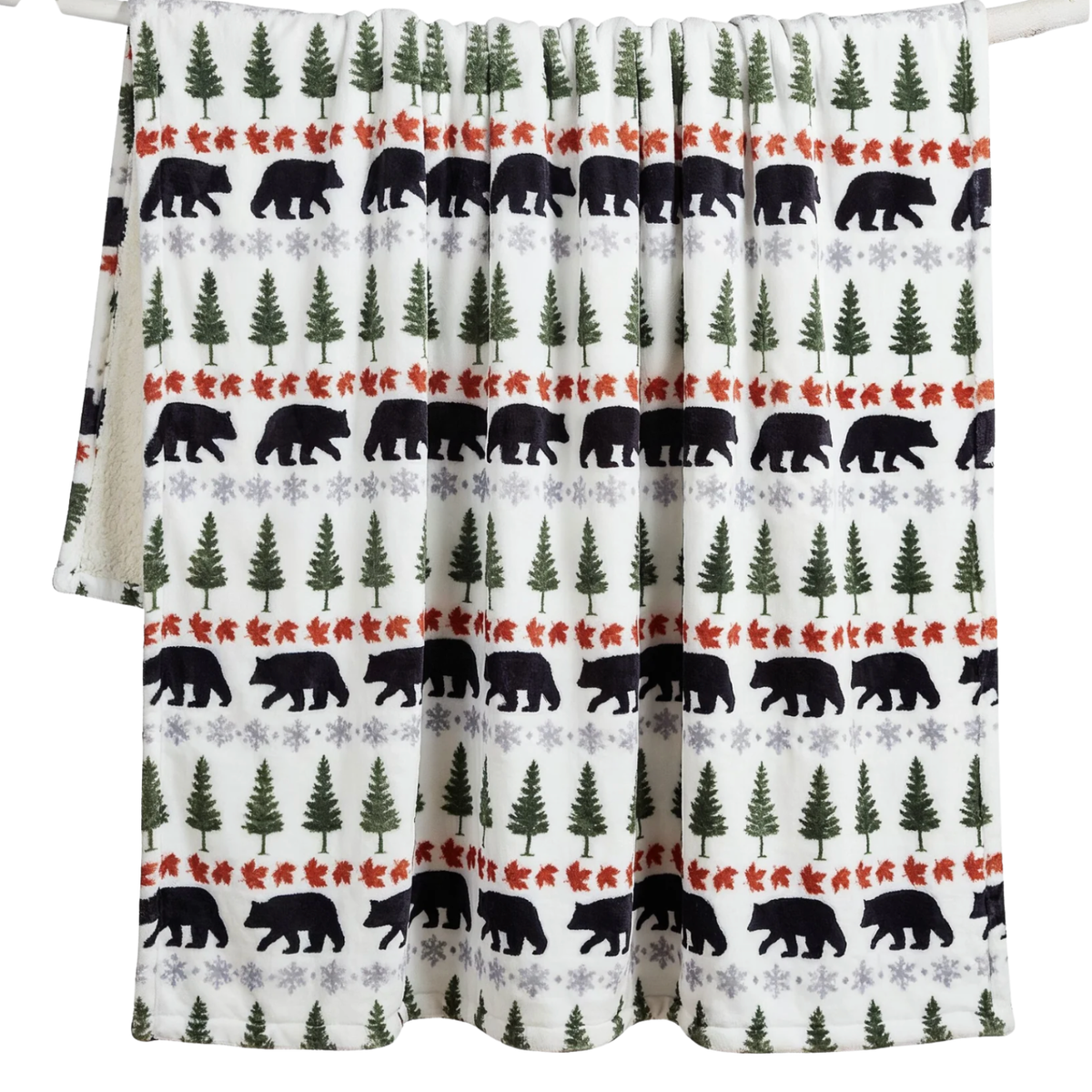Couverture Evergreen Bear en peluche et sherpa – Carstens