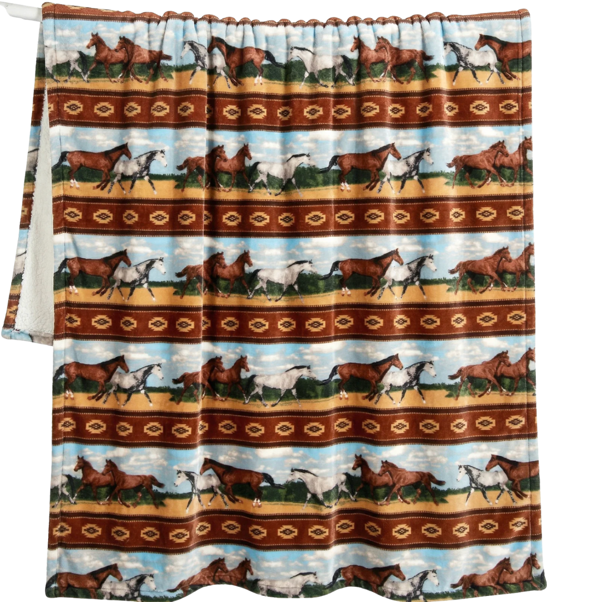 Couverture en peluche à motif de chevaux – Style western