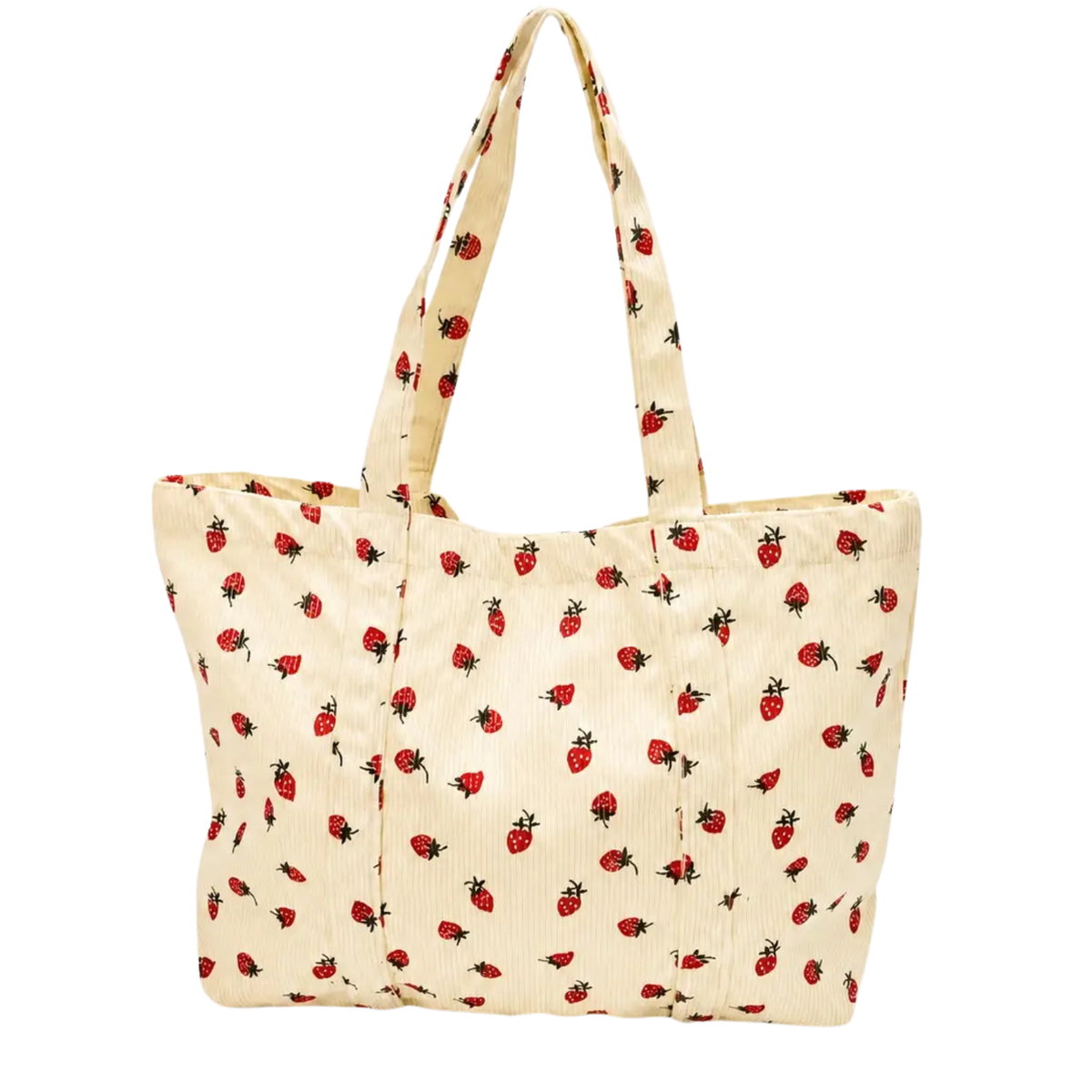 Sac en velours côtelé blanc à motifs de fraises – Josslyn