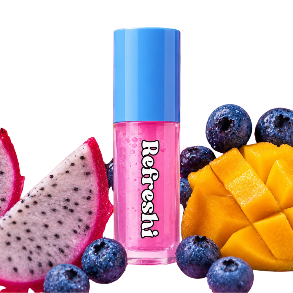 Huile à lèvres transparente – Bleuet et fruit du dragon – Refreshi