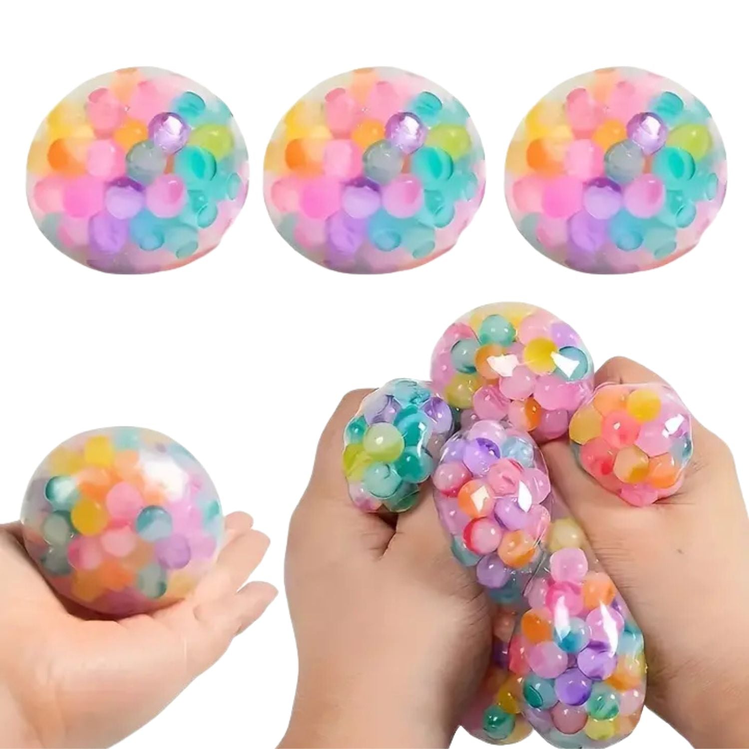 Jouet anti-stress - Boule en maille perlée en forme de grappe