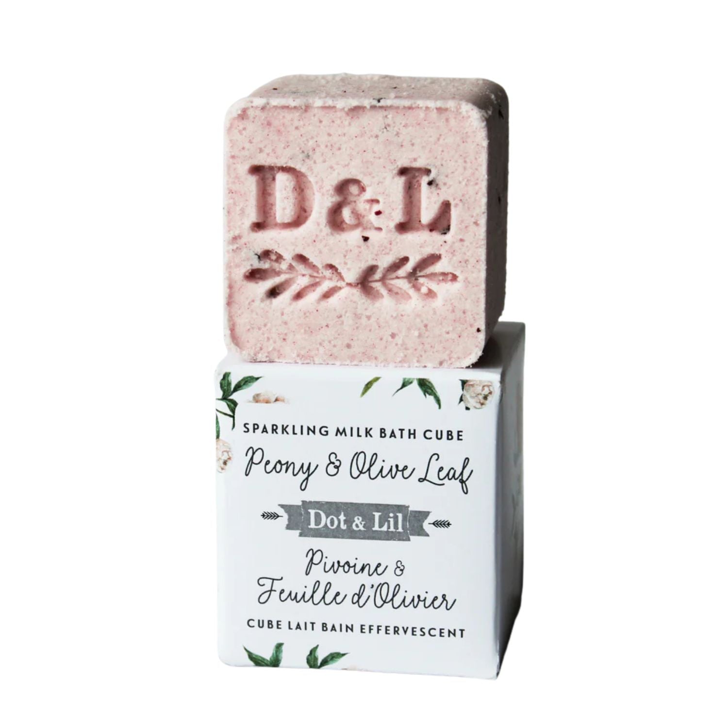 Cube lait de bain effervescent - Pivoine & feuille d’olivier
