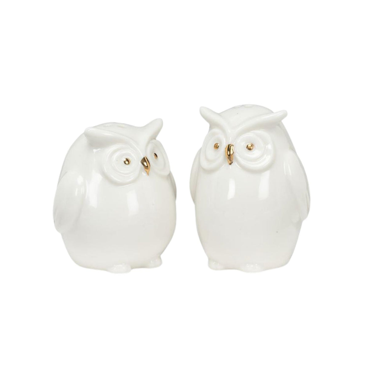 Salière et poivrière hiboux blancs et dorés – Abbott