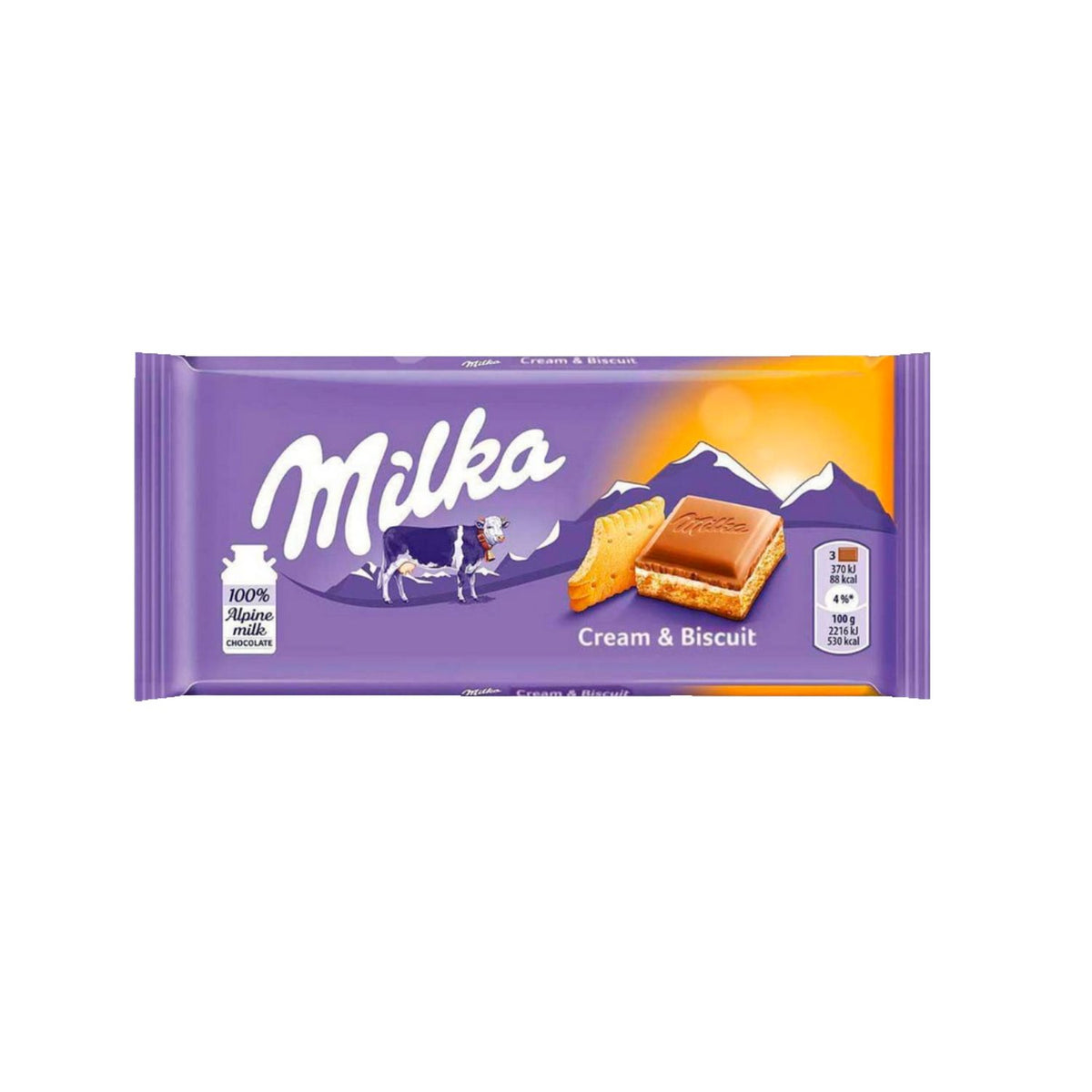 Chocolat au lait crème et biscuit – Milka, 100 g
