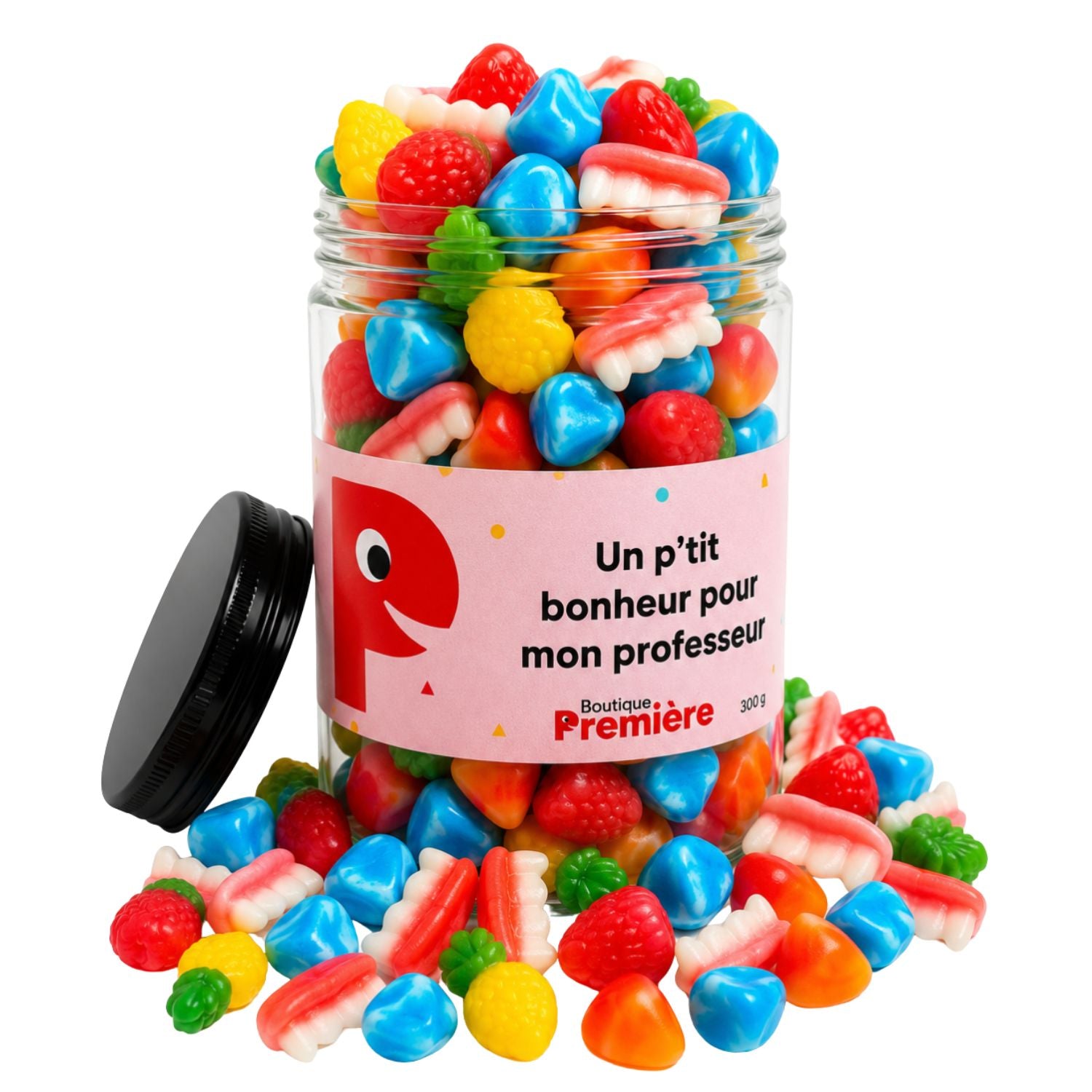 Confection « Un p'tit bonheur pour mon professeur » – Pot de bonbons réutilisable