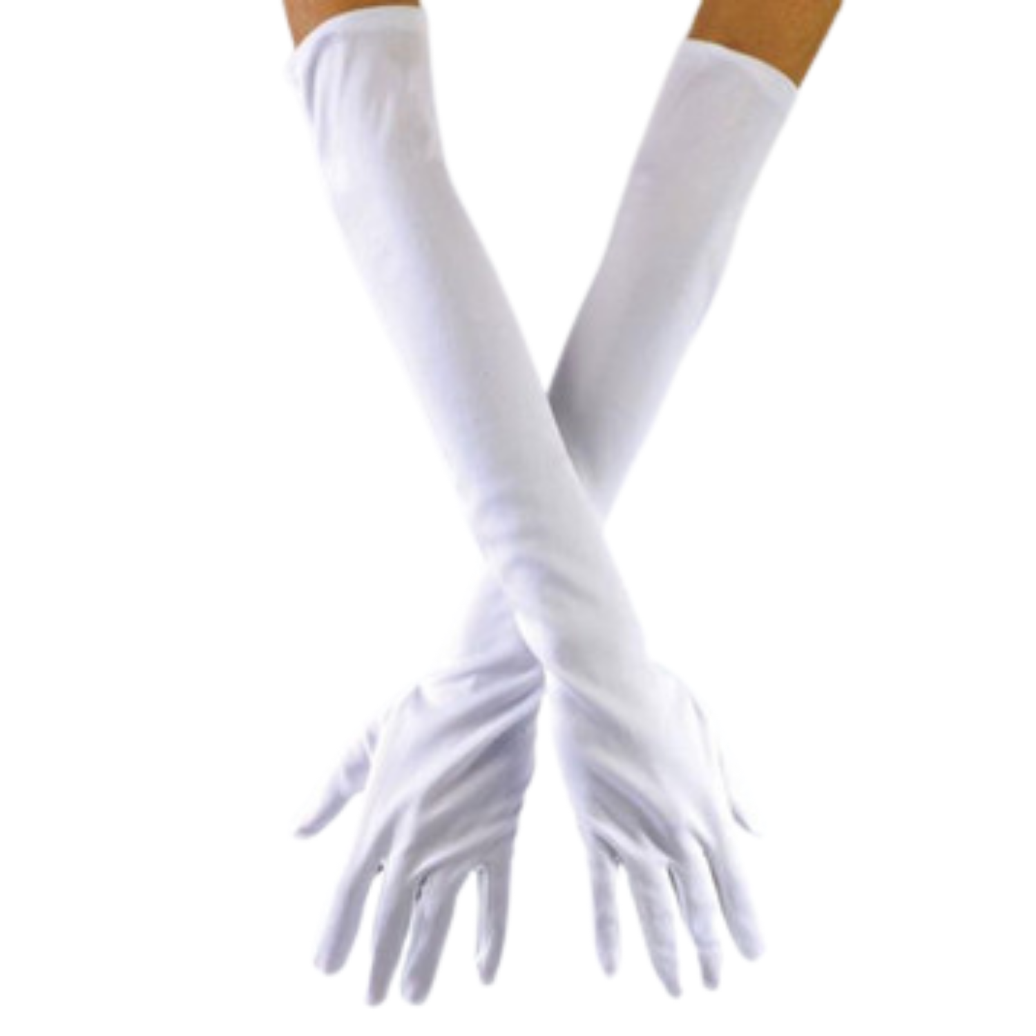 Gants Opéra Longs — Blanc Satiné | Costume Halloween, Bal & Soirée Élégante