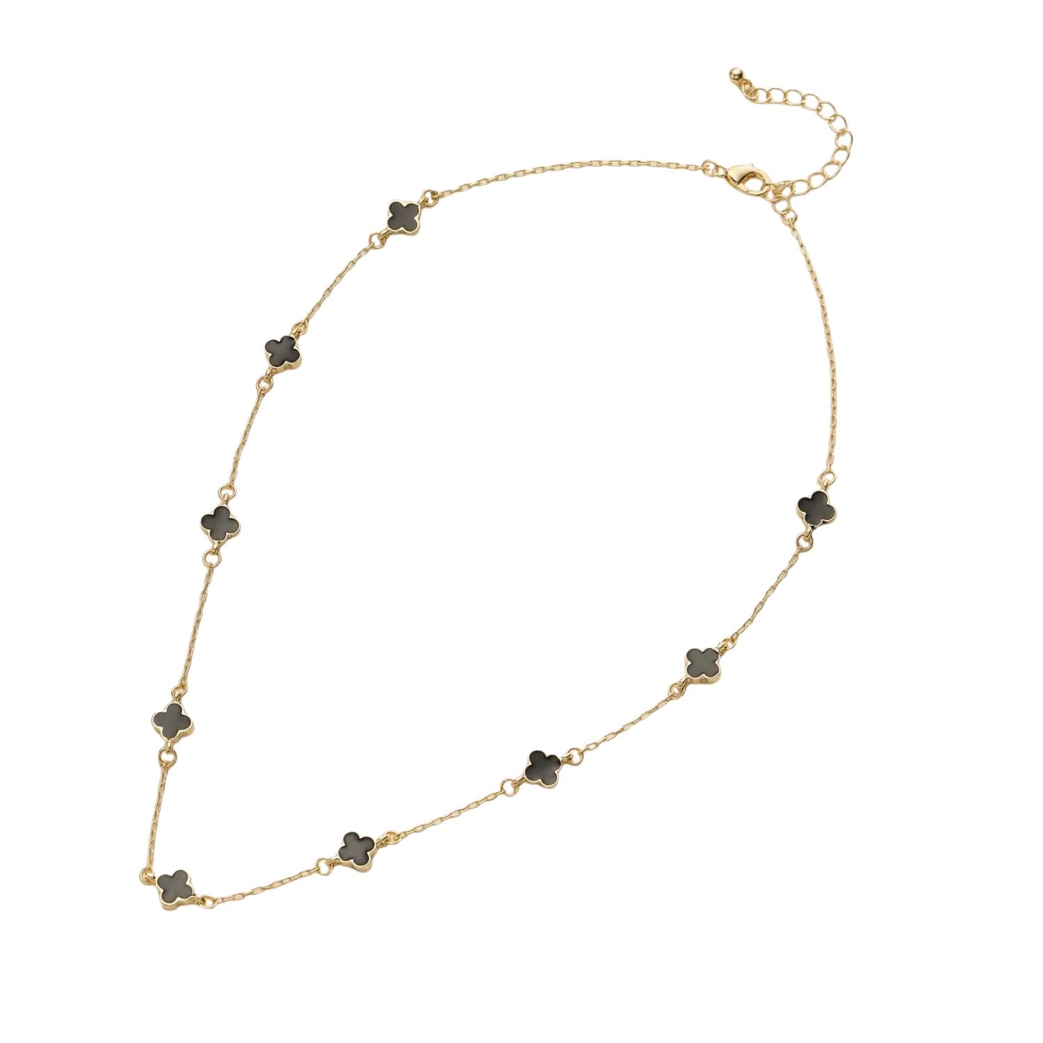 Collier trèfle en email - Noir