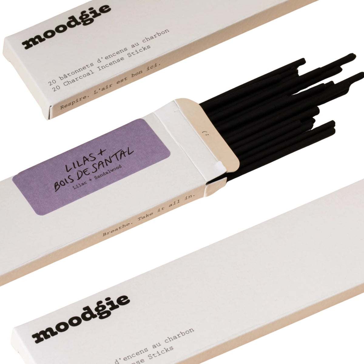 Moodgie – Encens au charbon Lilas + Bois de santal – 20 bâtonnets