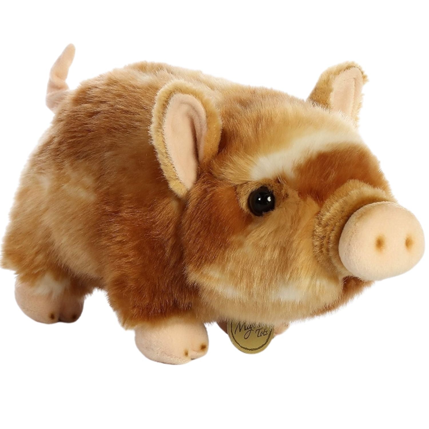 Cochonnet Pot-Bellied bicolore – Peluche cochon brun réaliste | Aurora Miyoni