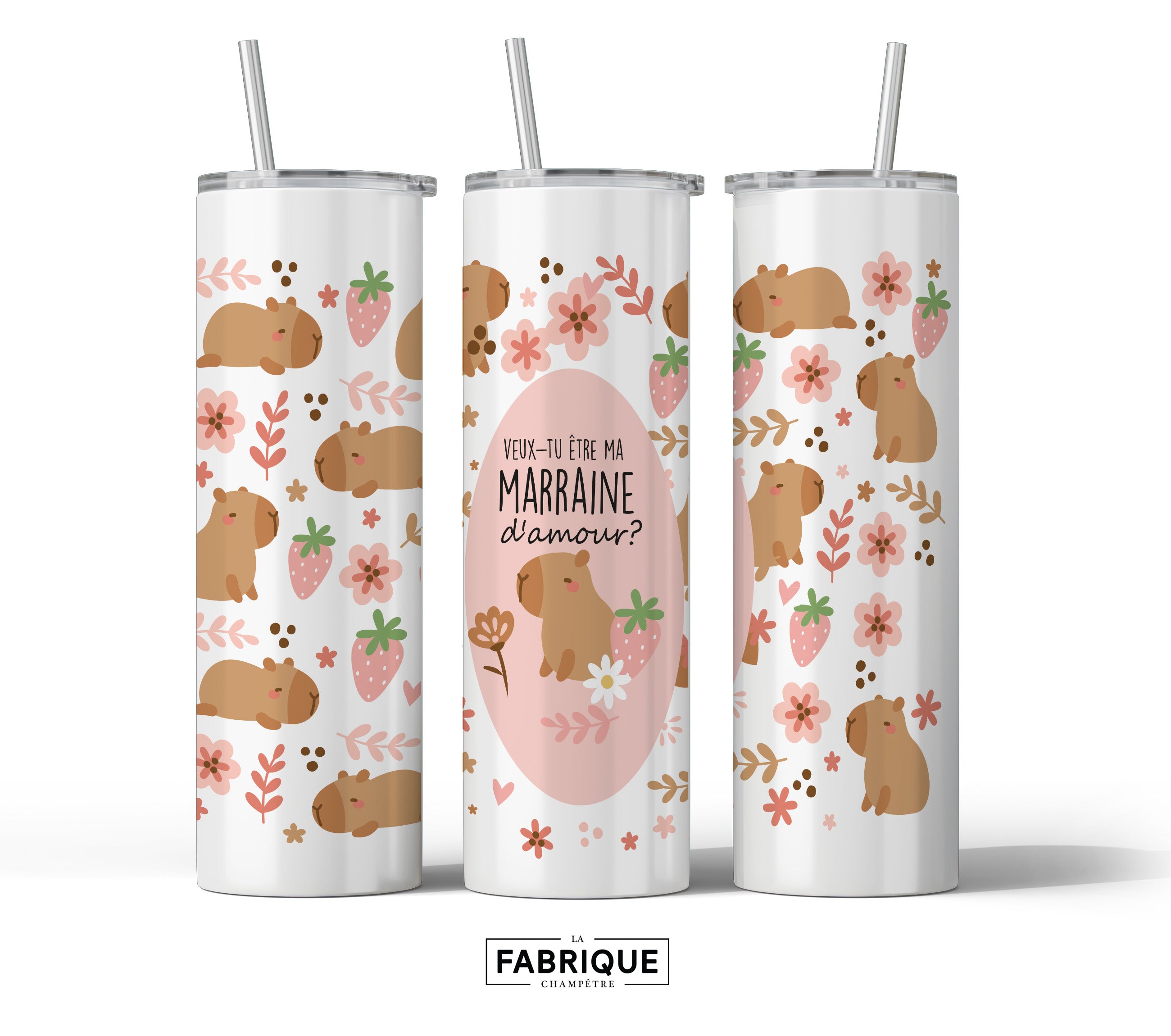 Gobelet Isotherme « Veux-tu être ma Marraine d'amour ? » — Capybara | Fabrique Champêtre
