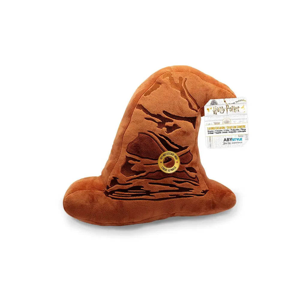 Coussin sonore Harry Potter en forme de chapeau de sorcier marron