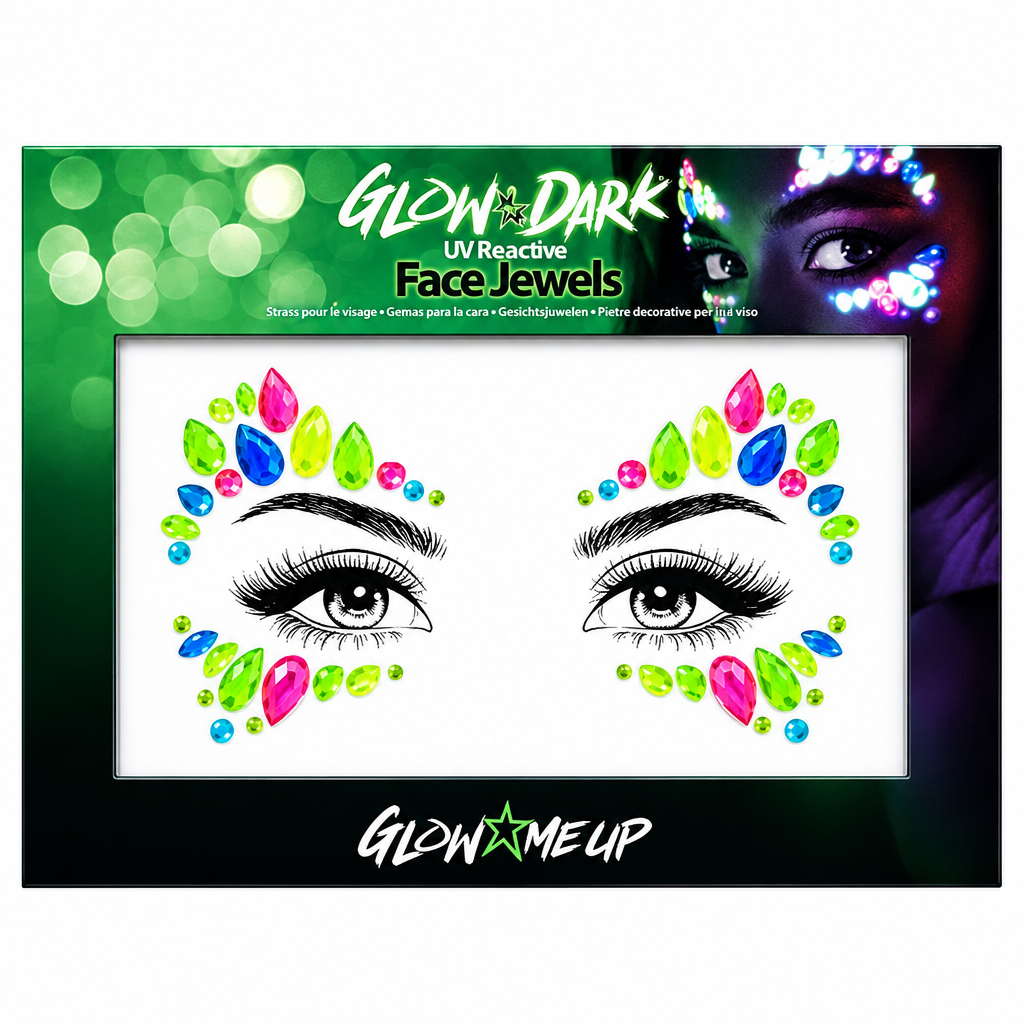Bijoux de visage multicolores phosphorescents – Glow Me Up
