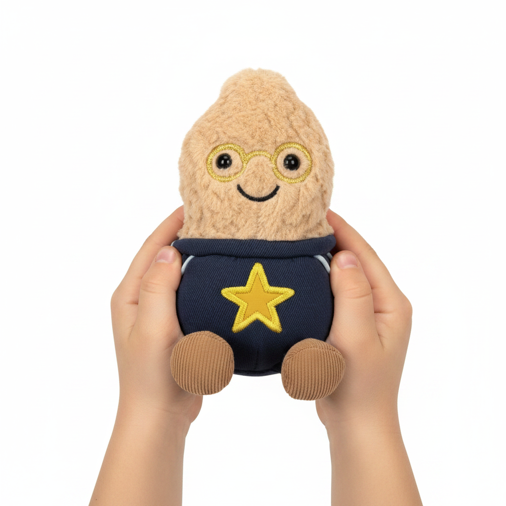 Enfant tenant la peluche Jellycat Amuseable Peanut Star