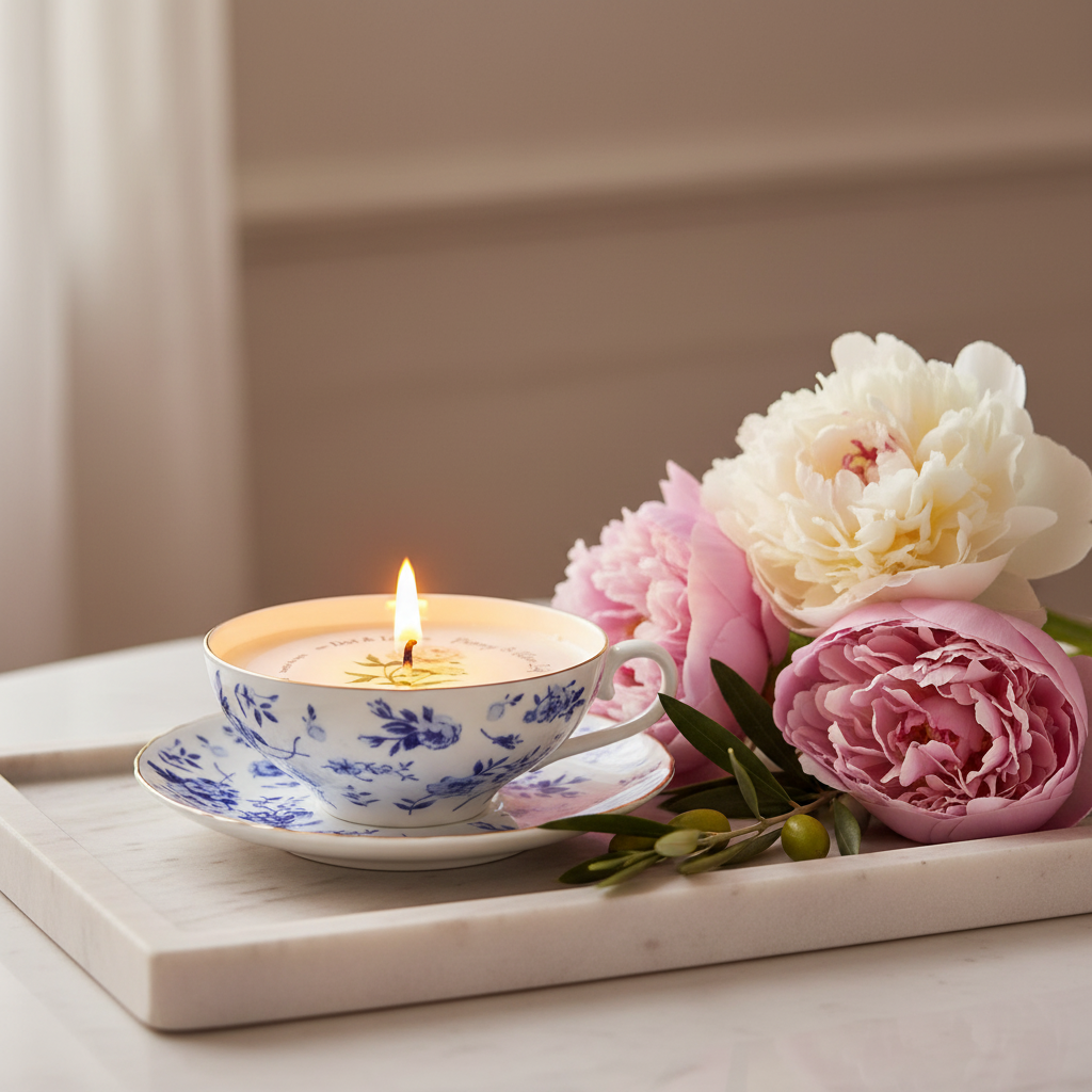 Tasse Bougie Dot & Lil – Pivoine & Feuille d'Olivier