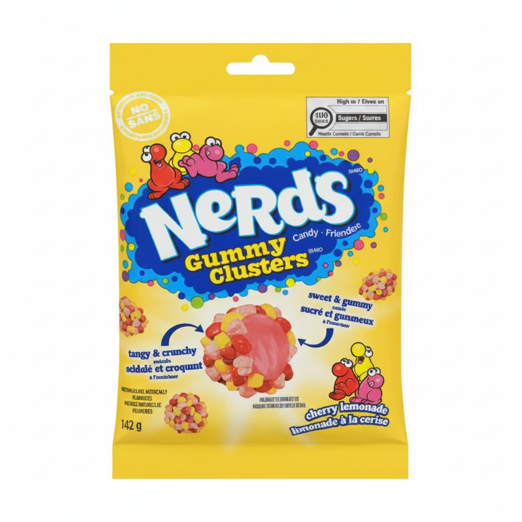 Nerds Gummy Clusters Limonade Cerise 142g fond blanc