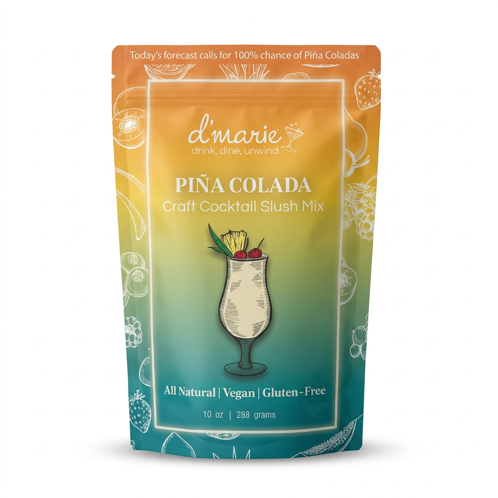 Sachet de mélange pour slush Piña Colada D’Marie sur fond blanc