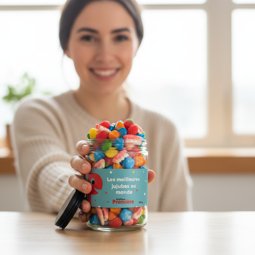 Personne tenant un petit pot de jujubes Les meilleures jujubes au monde