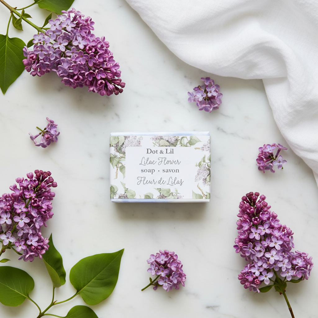Savon Fleur de Lilas Dot & Lil flat lay minimaliste