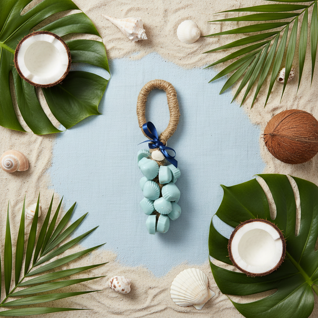 Savon sur corde Coconut Beach Savonnerie Relief flat lay tropical