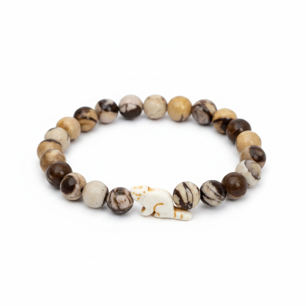 Bracelet Fahlo Red Panda en pierre Himalaya sur fond blanc