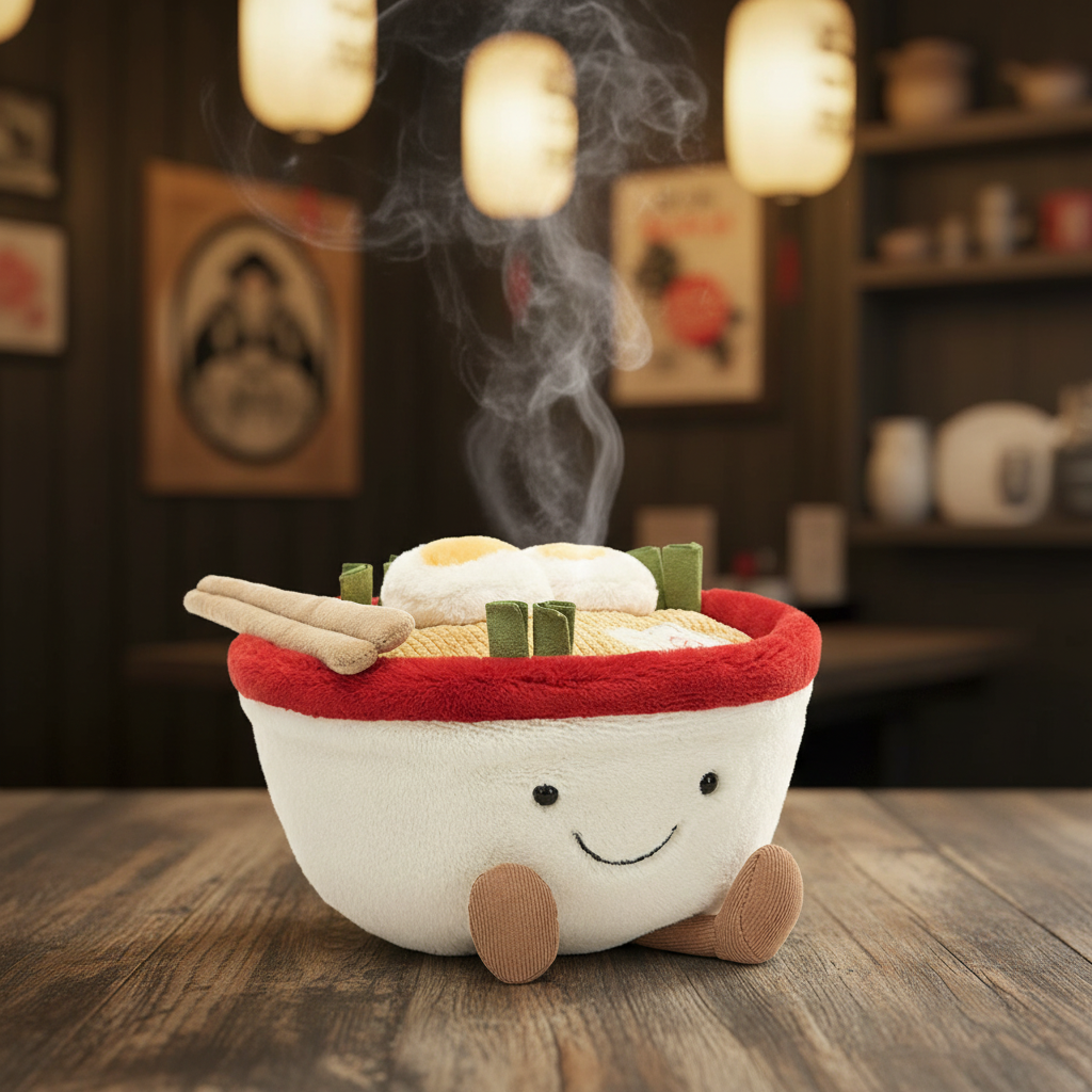 Jellycat Amuseable Ramen — Peluche bol de ramen en ambiance restaurant japonais
