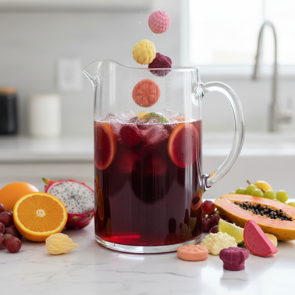 Bombes cocktail Sangria qui se dissolvent dans un verre de sangria
