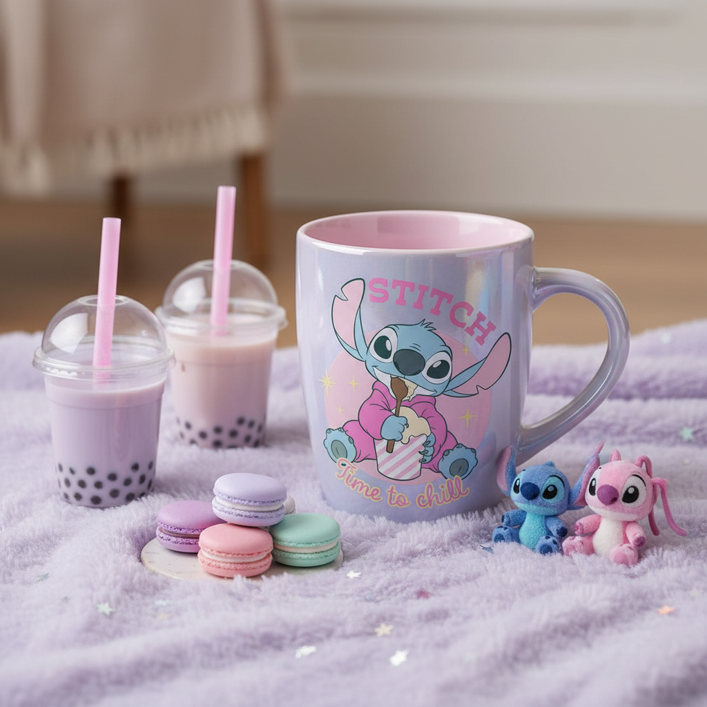 Tasse céramique jumbo nacrée – Stitch & Angel Time to Chill | Disney