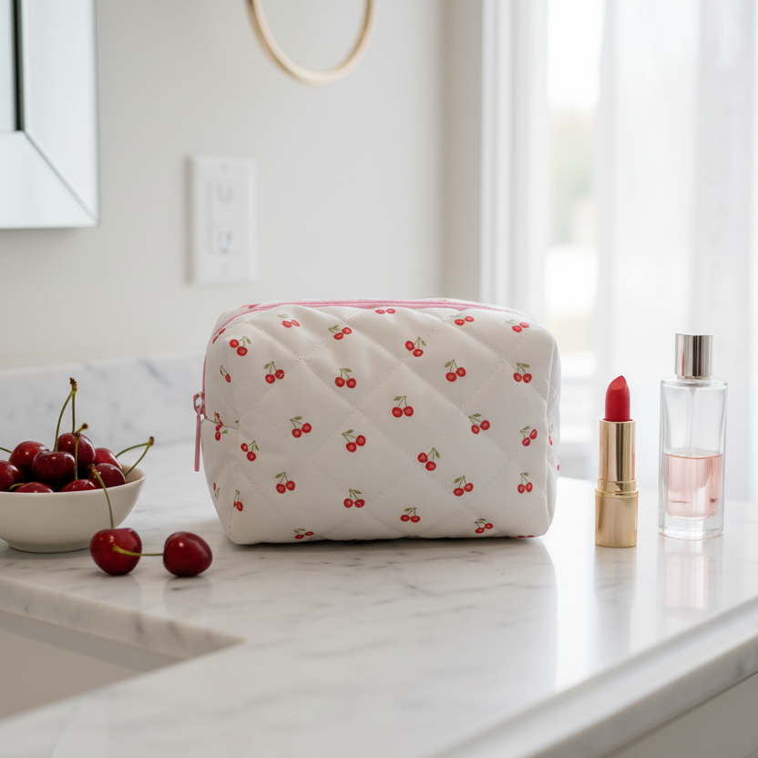 Trousse cosmétique matelassée cerises Josslyn - lifestyle beauté