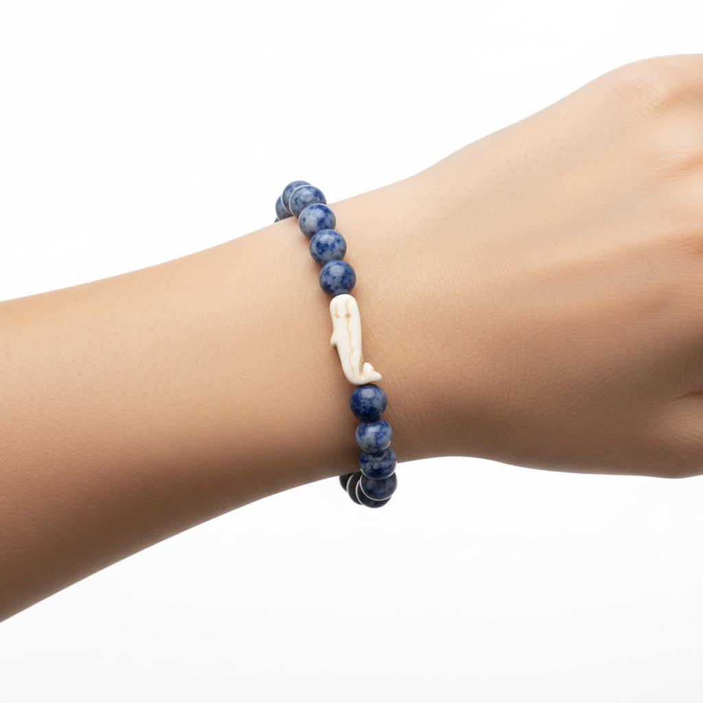 Bracelet Fahlo Baleine Coastal Blue porté au poignet