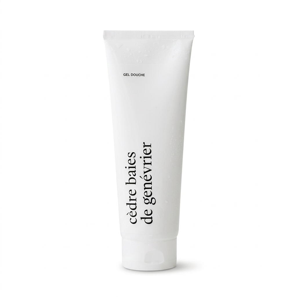 Tube de gel douche Cèdre et baies de genévrier Marée sur fond blanc
