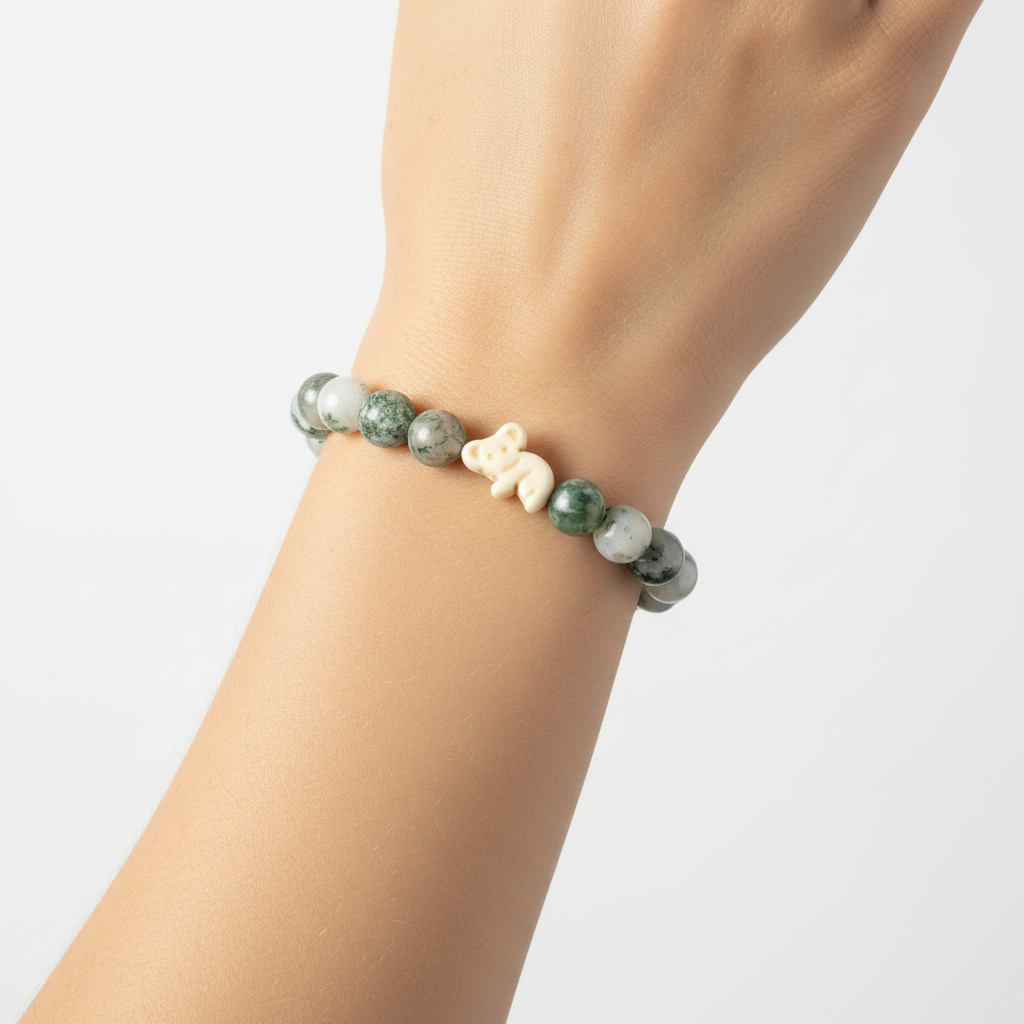 Bracelet Fahlo Koala Eucalyptus Green porté au poignet