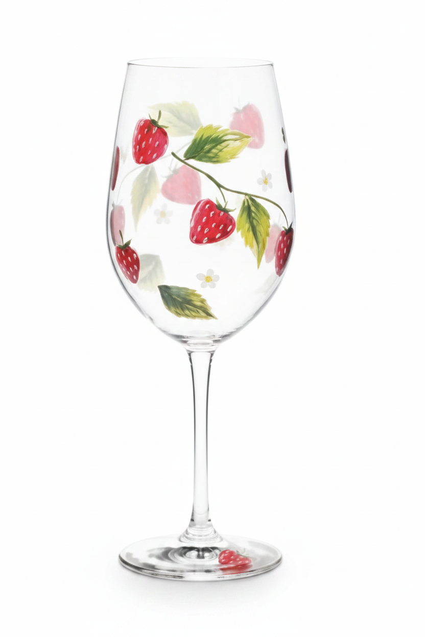 Coupe à vin Fraises des Champs 22 oz sur fond blanc