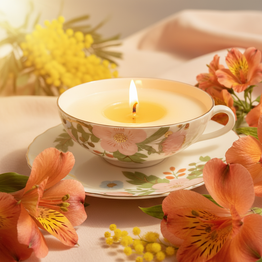 Tasse bougie – Fleur de mimosa & nectarine | DOT & LIL