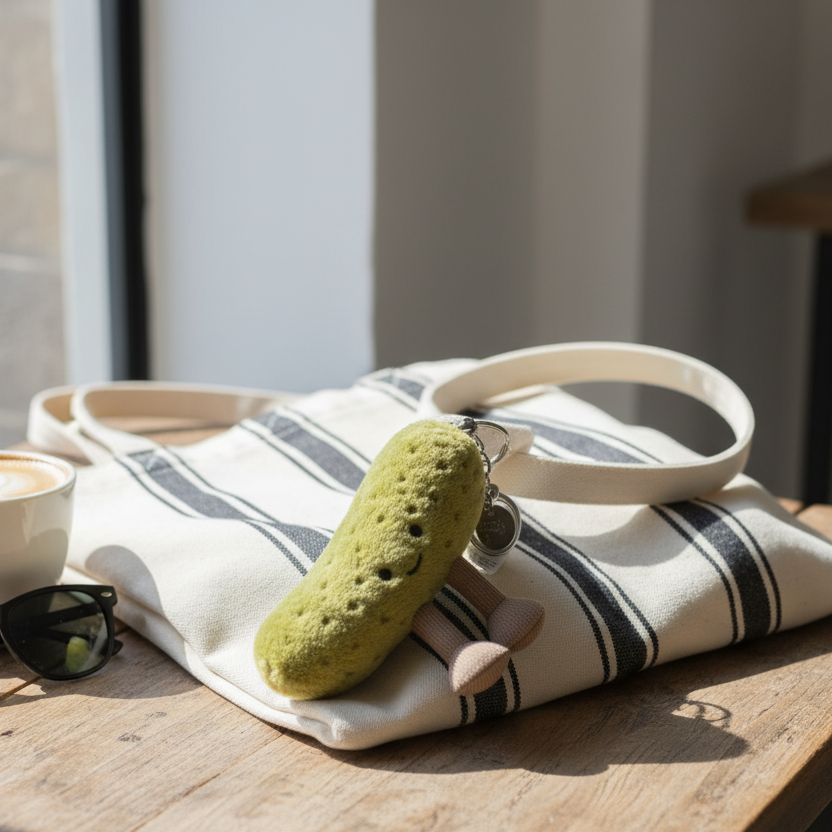 Jellycat Pickle Bag Charm - lifestyle