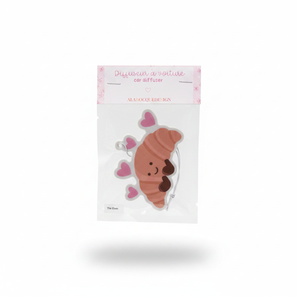 Diffuseur voiture croissant kawaii Alarocque Design fond blanc