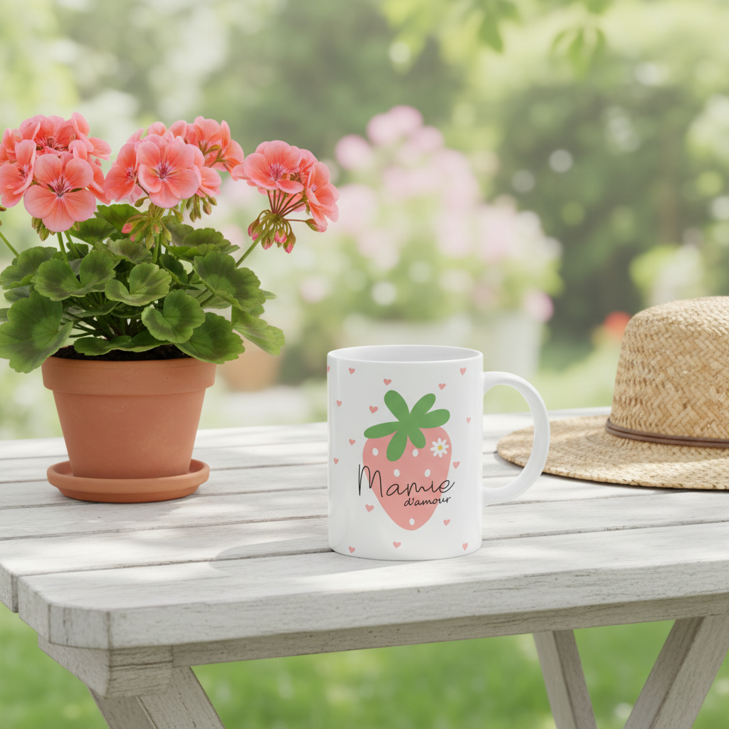 Tasse Mamie d'amour - décor jardin fleuri été