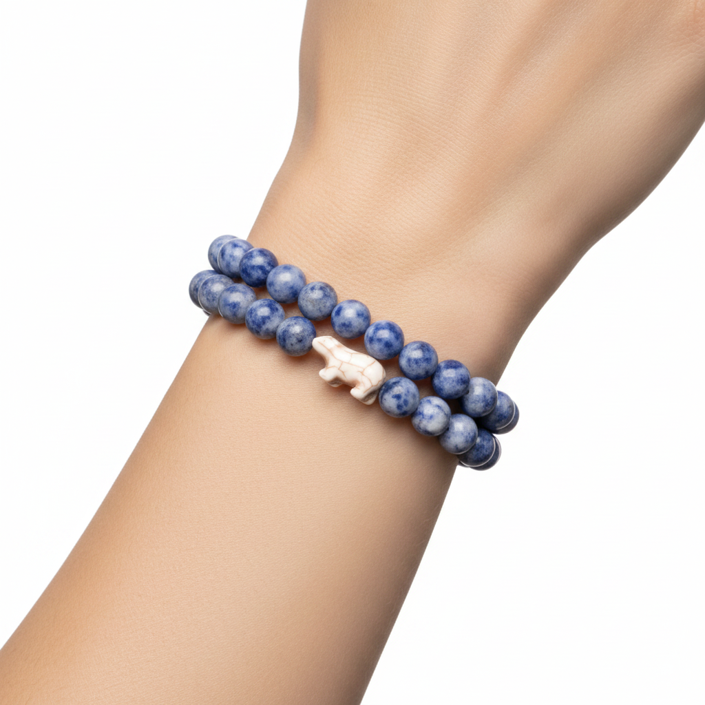 Bracelet Fahlo Ours Polaire Igloo White porté au poignet