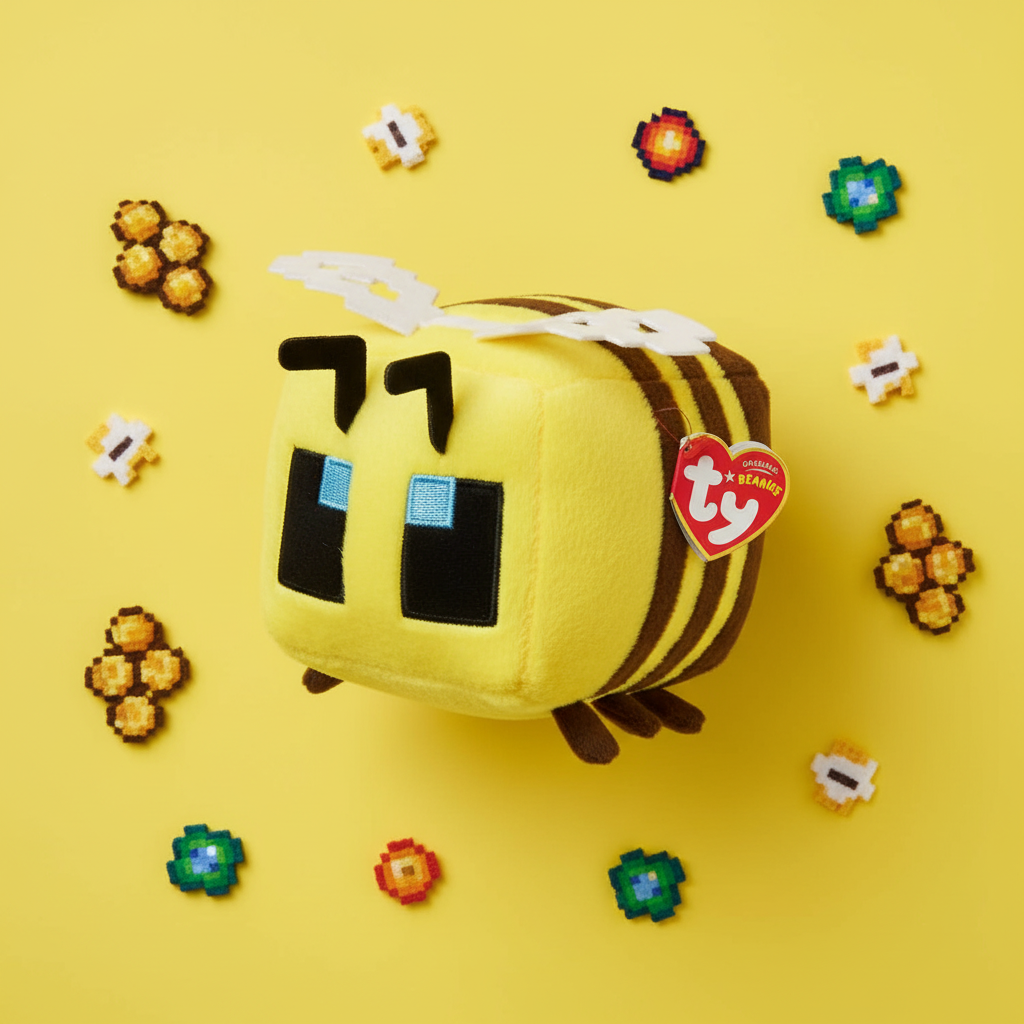 TY Bee Abeille Minecraft peluche jaune lifestyle gaming pixel