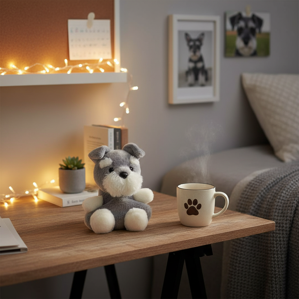 Korra peluche schnauzer lifestyle bureau ado